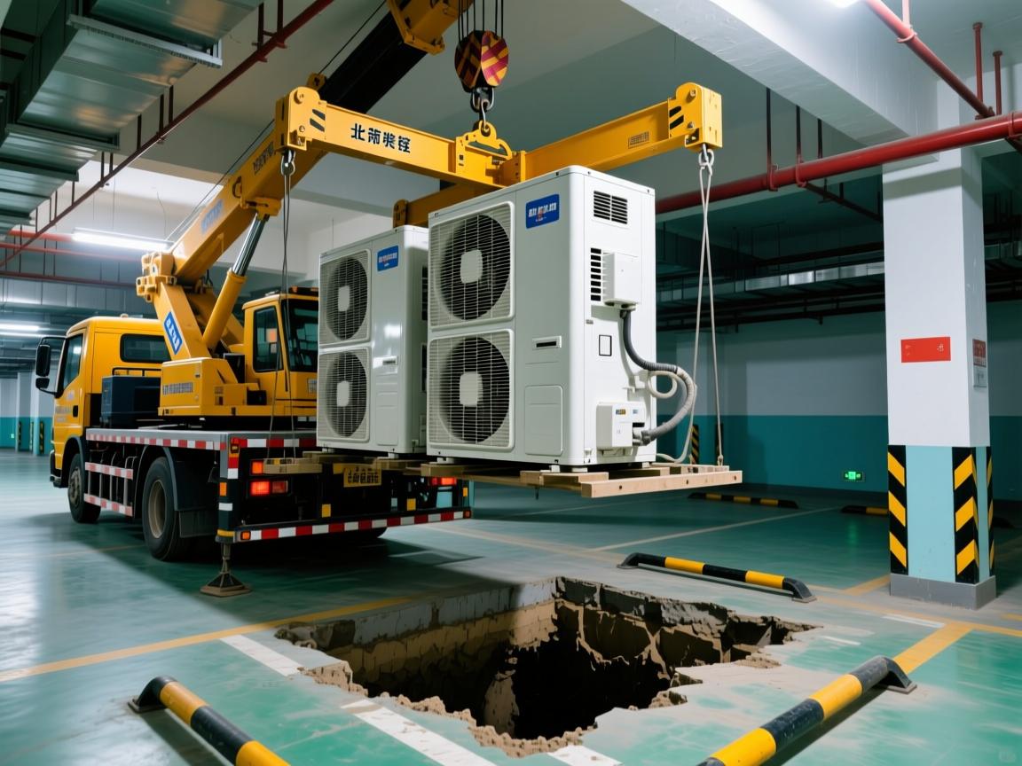 北京吊装工程设备搬运，大型空调吊装搬运如何安全就位？设备下地下室有哪些坑要避开？
